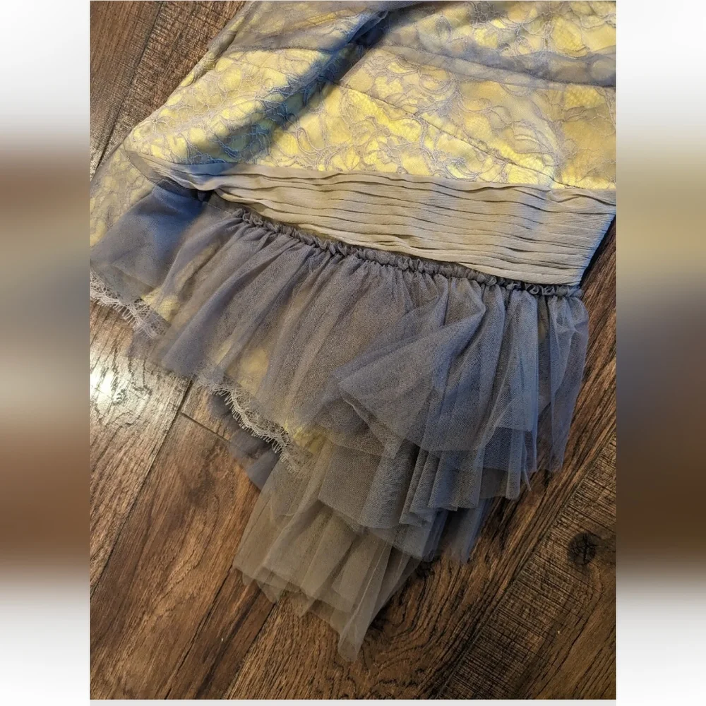 BCBG MaxAzria Runway Sz 2 Tulle Lace Yellow Asymmetric Bodycon Dress Retail $429 - Picture 15 of 16